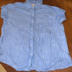 We The Free Blue Button-Up Top